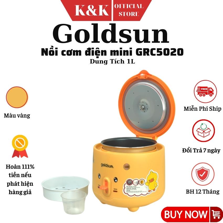 Nồi cơm điện mini Goldsun GRC5020, nồi cơm điện mini 1 người dung tích 1 lít màu vàng hình con vịt | BH 12 tháng