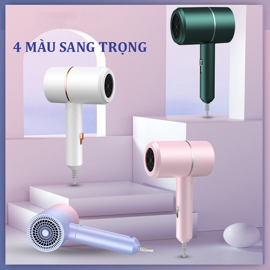 Máy sấy tóc mini gấp gọn 3 cấp độ Tạo kiểu tóc chuyên nghiệp Công suất lớn Ánh sáng xanh Dưỡng tóc mềm mượt