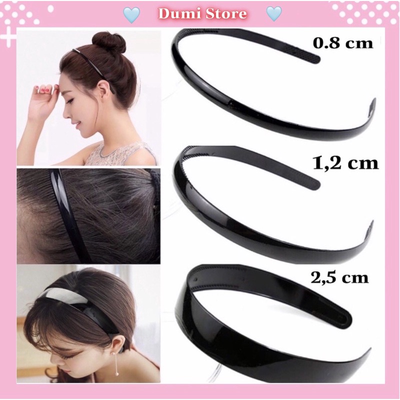 Bờm Cài Tóc Hoạ Tiết Đen Trơn