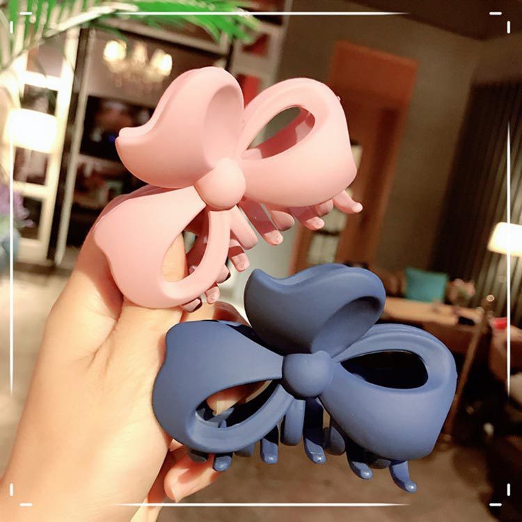 K56 Kẹp tóc càng cua hình nơ nhựa mờ
