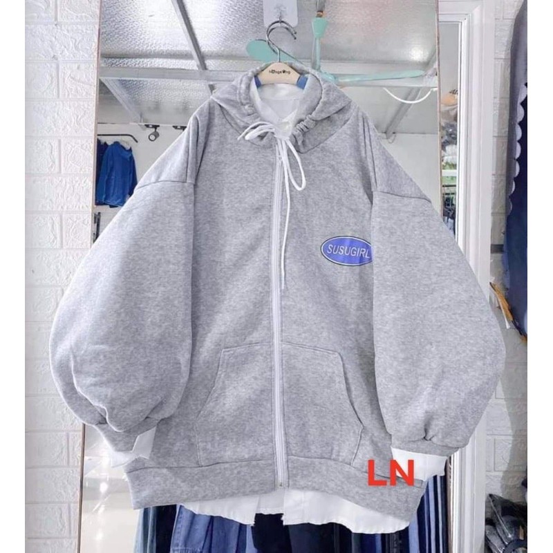 Áo khoá lô gô vòng tròn xanh LN11