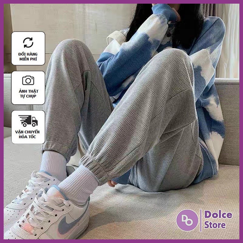 Quần jogger nữ chất nỉ tổ ong dáng rộng siêu xinh - DOCLE 010