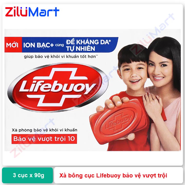 Combo 3 cục xà bông Lifebuoy bảo vệ vượt trội 10 loại 90g