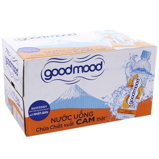 Thùng 24 chai nước uống Good Mood vị cam 455ml