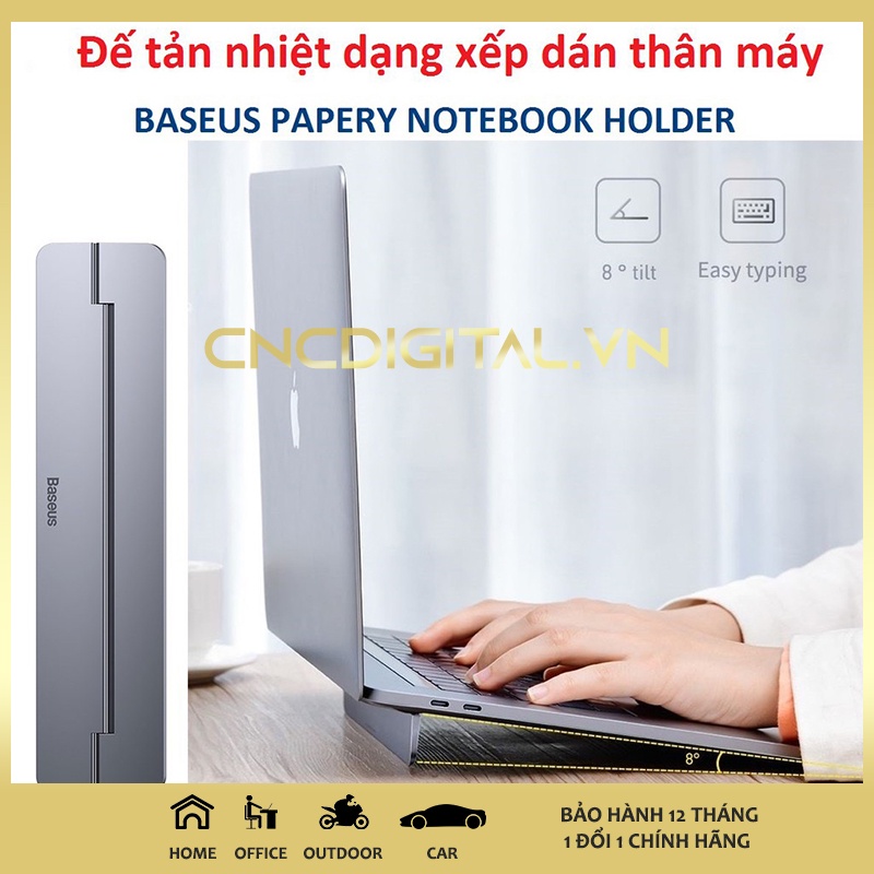 Đế kê tản nhiệt cho Laptop - Macbook Baseus Baseus Papery Notebook Holder dạng xếp nhôm nguyên khối siêu mỏng