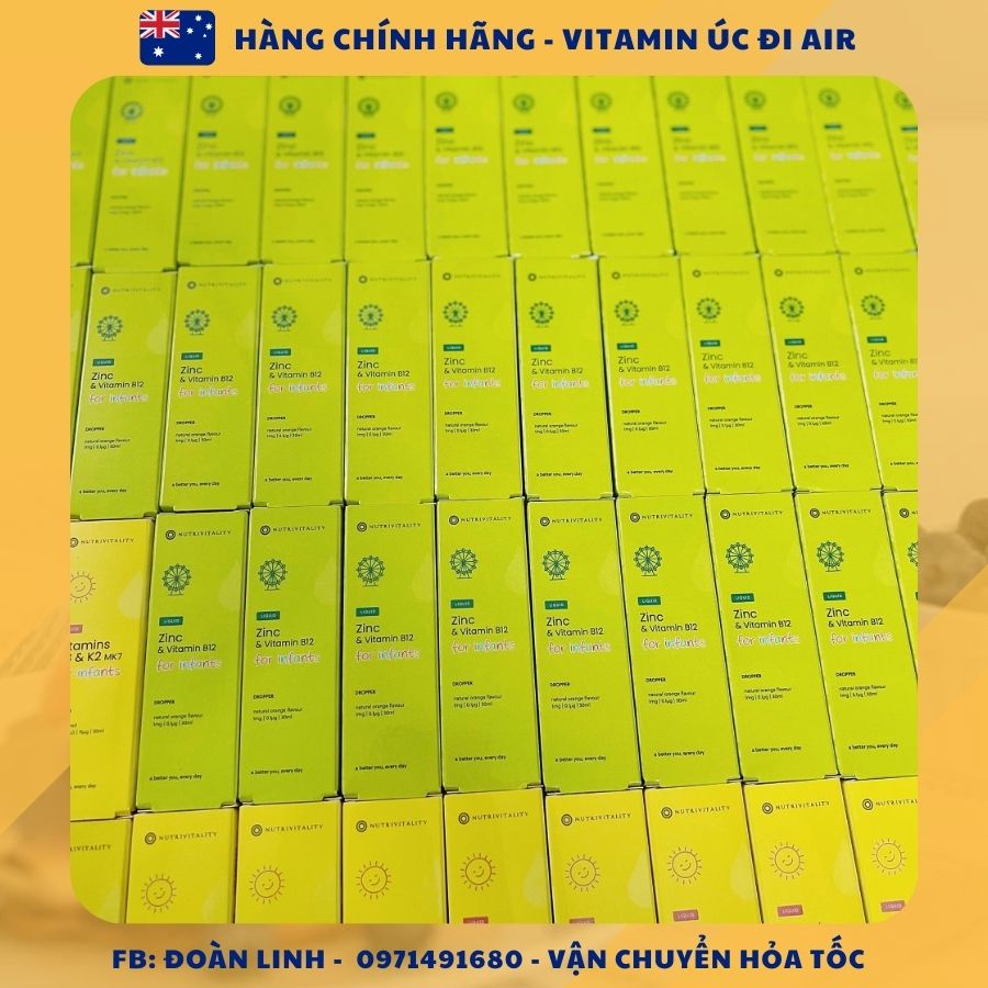 Kẽm giọt Nutrivitality Zinc bổ sung Vitamin B12 30ml, Hàng chuẩn đi air, Kẽm giọt Nutrivitality gồm ZinC và Vitamin B12