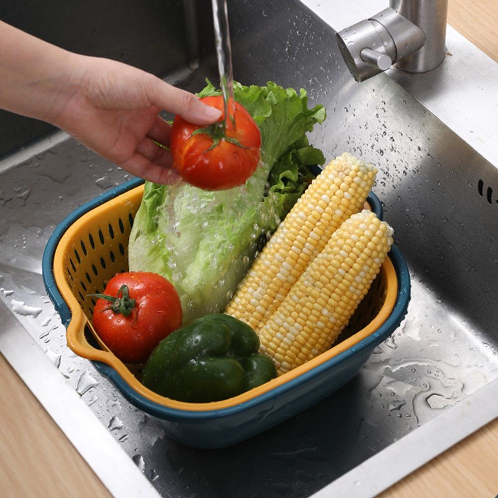 Bộ 6 rổ rửa rau củ quả bằng nhựa PP hai lớp đa năng tiện dụng cho nhà bếp