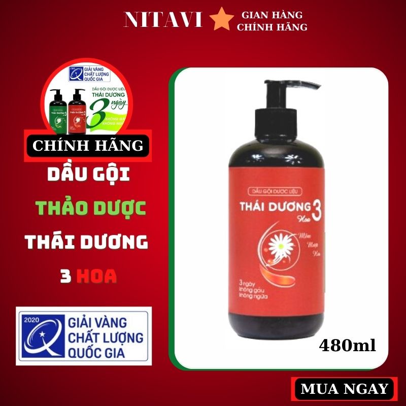 Dầu gội THÁI DƯƠNG 3 thảo dược dược liệu thiên nhiên ngăn dụng tóc bạc tóc gàu và ngứa