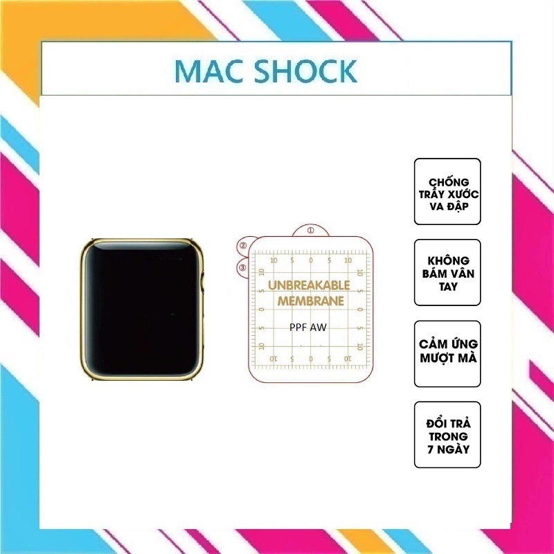 Miếng dán dẻo skin PPF Apple Watch phục hồi trầy xước size 38 40 42 44 41 45mm - MAC SHOCK