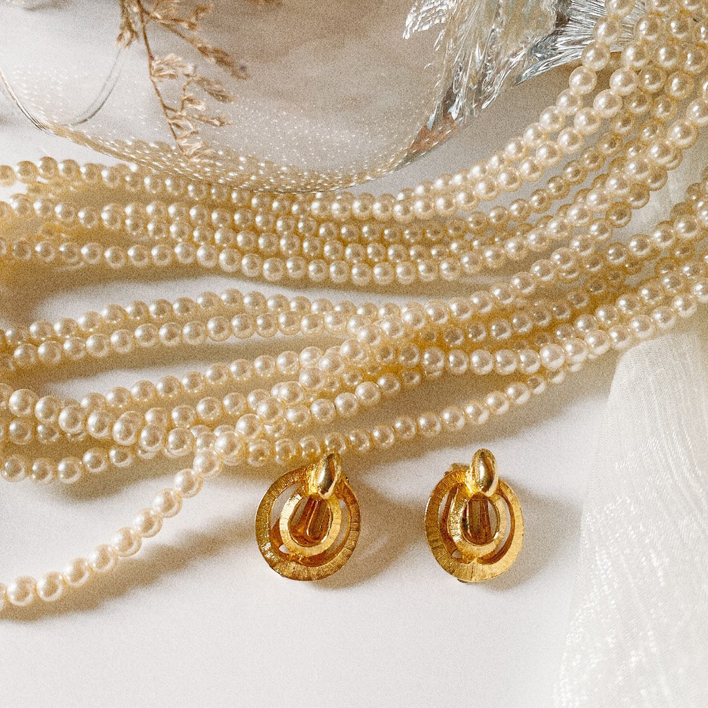 BÔNG TAI TRÒN VÀNG VINTAGE SECONDHAND BOU JEWELRY VINTAGE MÃ BT002