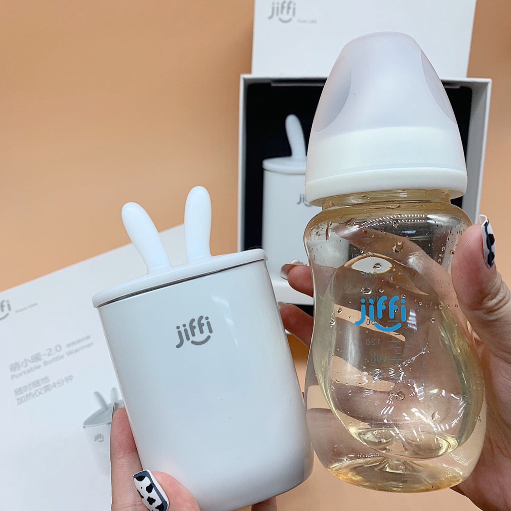 Máy hâm sữa mini không dây cầm tay Jiffi ver 3.0 Màu trắng - Kèm bình sữa