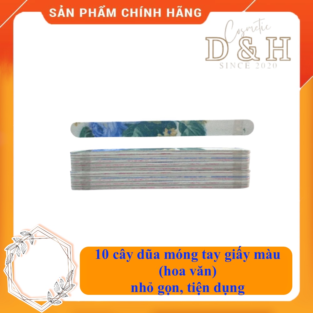 Combo Dũa giấy in hoa văn làm móng nail1 bó 10 cây nhỏ gọn, tiện dụng