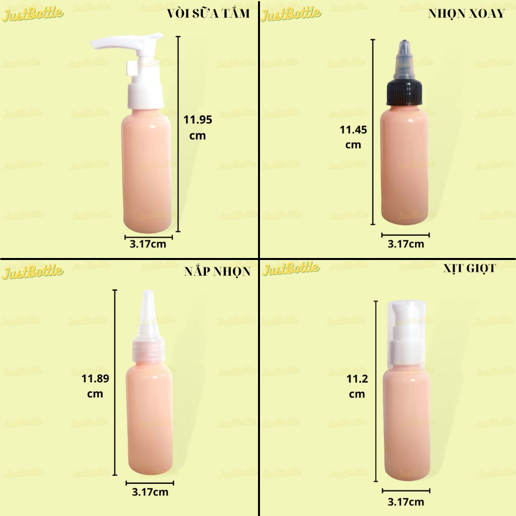 Lọ Chiết Mỹ Phẩm Nhựa Hồng 50Ml Giá Rẻ - Vỏ Chai Pet Dạng Vòi Nhấn Xịt Nhỏ Giọt Nắp Bật Nhọn Nhôm