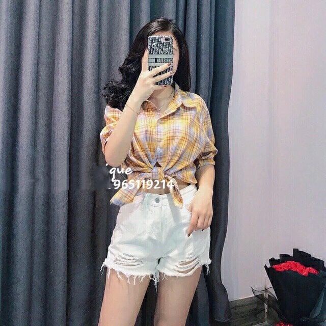 ÁO SƠ MI ĐŨI CARO KẺ HỒNG - VÀNG HOT