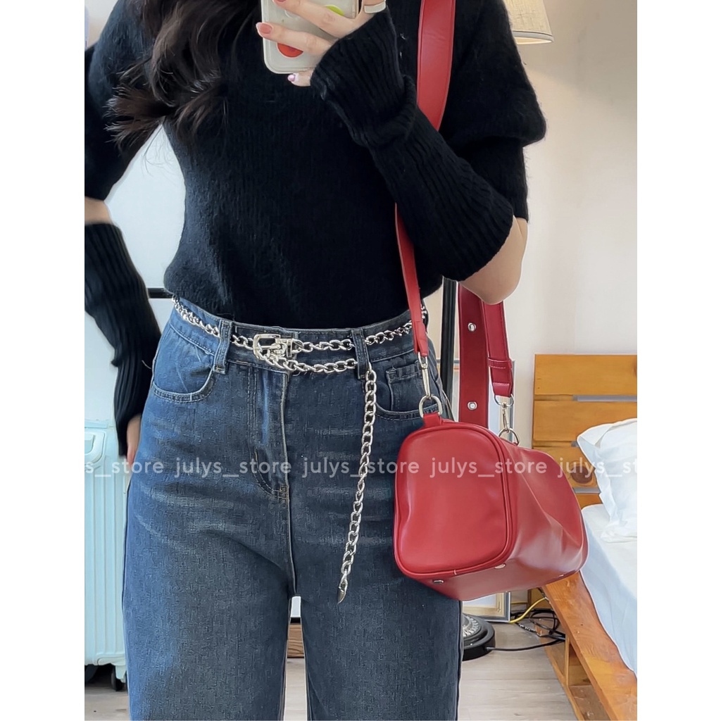 Quần jeans ống suông dây xích 6729 (ảnh thật kèm video)