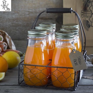 Chai Hũ Thủy Tinh Combo 6 Hũ Nắp Vặn Đựng Nước Ép, Thực Phẩm Dung Tích 400 ml - Made in Italy