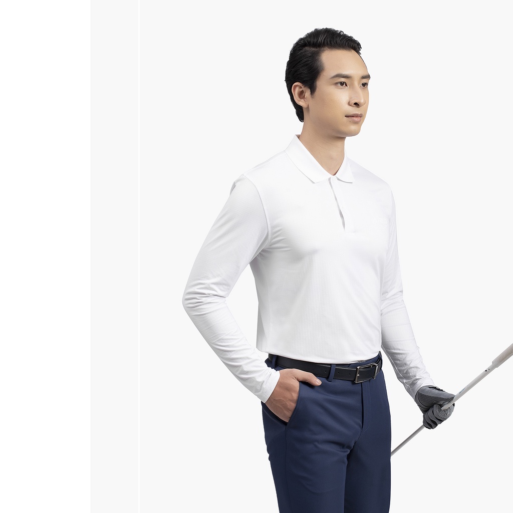 Áo Polo Golf ARISTINO Dài Tay, Hoạ Tiết Jacquard ALPG03W1