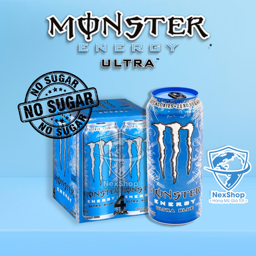 Nước Tăng Lực Không Đường Monster Blue Ultra - 473ml Mỹ