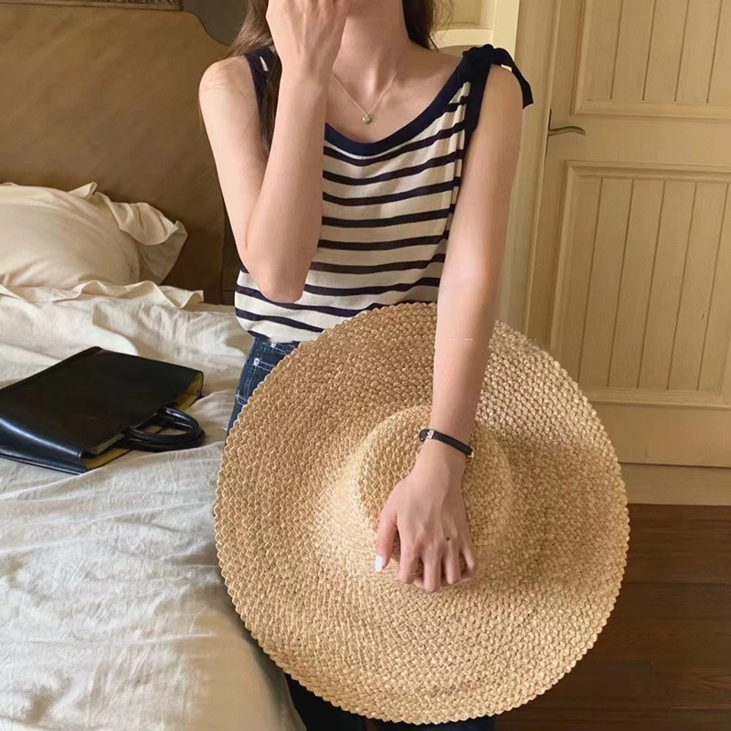 Áo Hai Dây Dệt Kim Họa Tiết Kẻ Sọc 2022 Thời Trang Cho Nữ