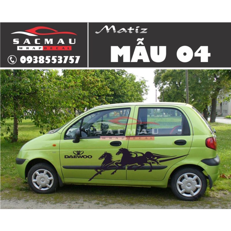 Tem dán xe Daewoo Matiz, tem dán xe ô tô thể thao
