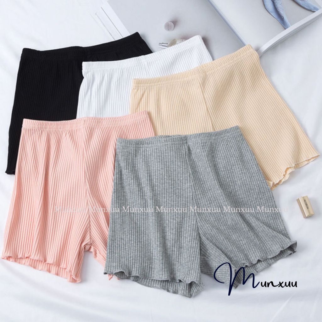 Quần mặc váy MUNXUU vải cotton gân tăm co dãn mềm mịn dáng đùi chống lộ - QV10