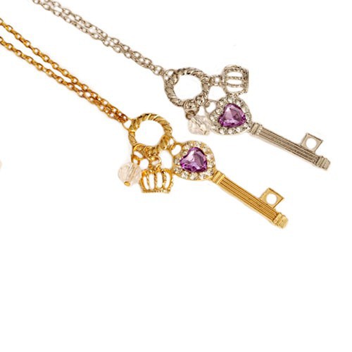 Vòng Cổ Nữ Trang Dài Áo Len Mặt Chìa Khóa Vương Miện Trái Tim Kim Cương Giả Thời Trang Nữ