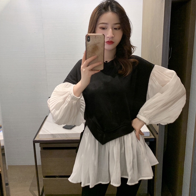 Áo Babydol Màu Phối Tay Dài Thắt Nơ Một Bên xinh xắn - Mã: 81🍓 TV-Fashion