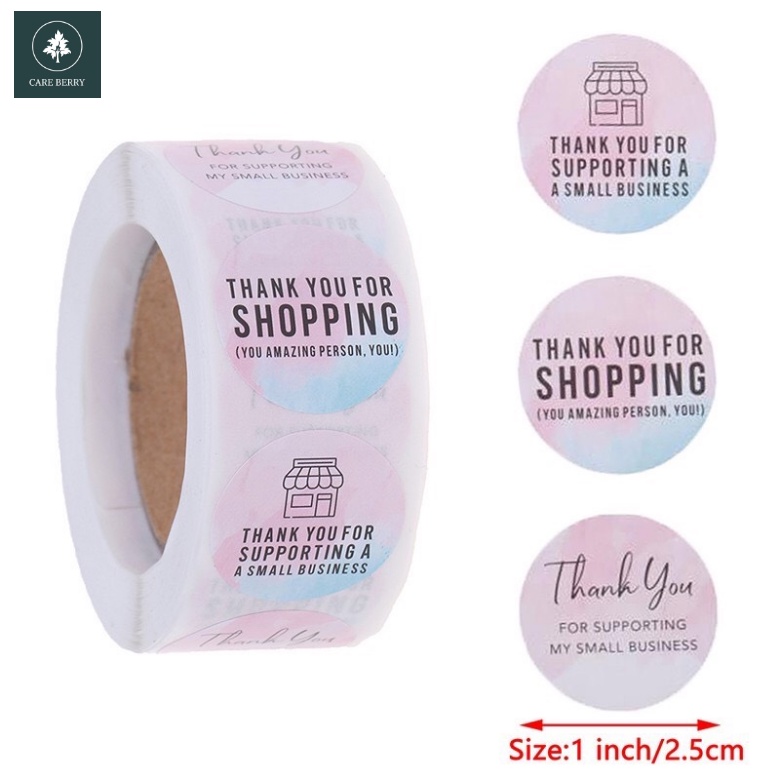 Cuộn 500 miếng dán chữ THANK YOU FOR SHOPPING gói hàng, gói quà, gói bánh, trang trí tiện dụng (sticker dán mẫu mới)