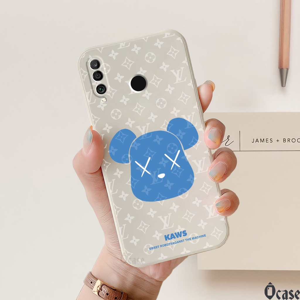 Ốp lưng Huawei P30 Lite / Nova 4E / Honor 20 Lite in hình gấu cạnh viền vuông có bảo vệ camera