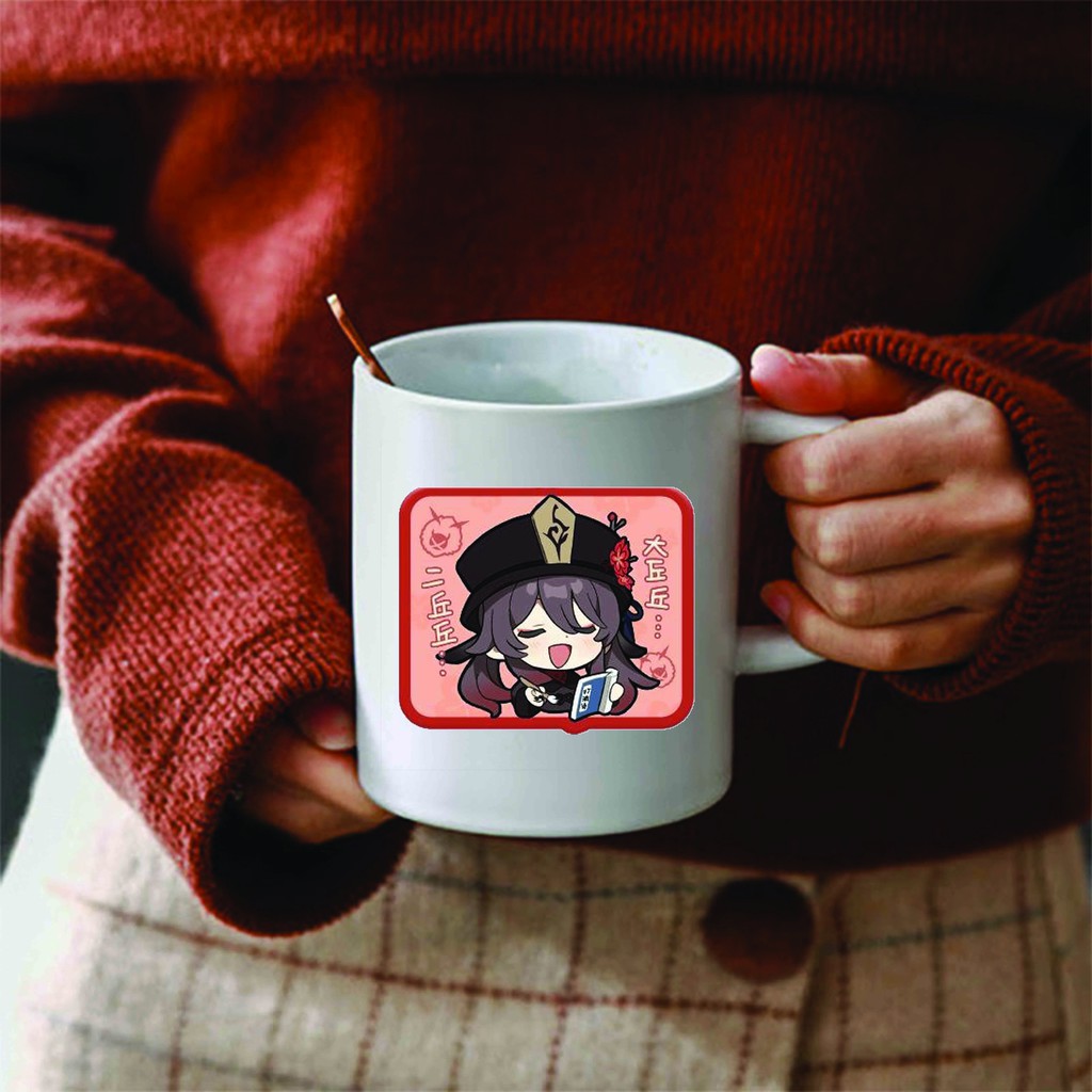 Cốc sứ trắng in hình GENSHIN IMPACT game anime chibi dễ thương xinh xắn tiện lợi M2