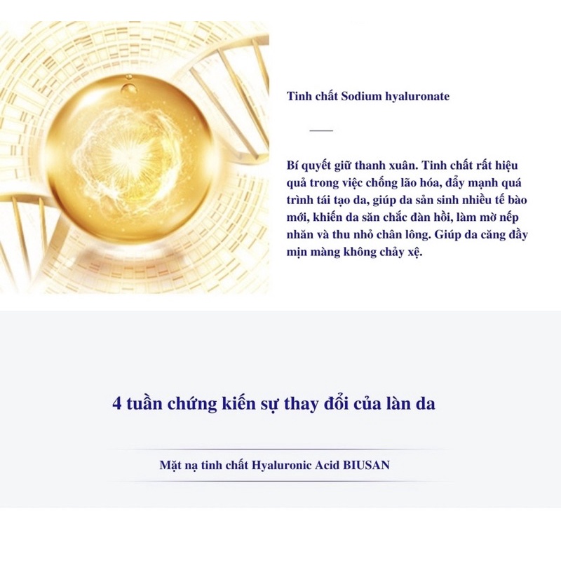 Mặt nạ cấp nước, trắng da Hyaluronic Acid Biusan