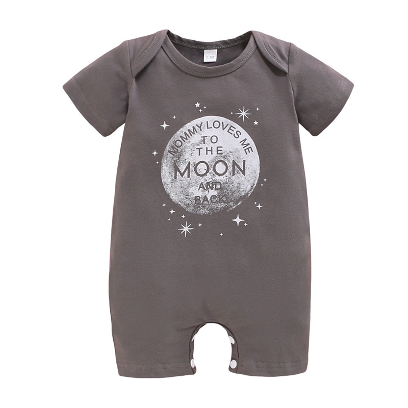 Bộ Áo Liền Quần Ngắn Tay In Chữ Vui Nhộn Thời Trang Mùa Hè Cho Bé Trai Sơ Sinh