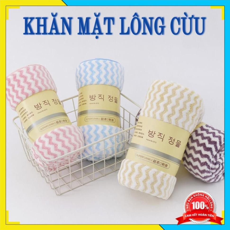 Khăn Mặt Lông Cừu Xuất Hàn Vân Kẻ Sọc