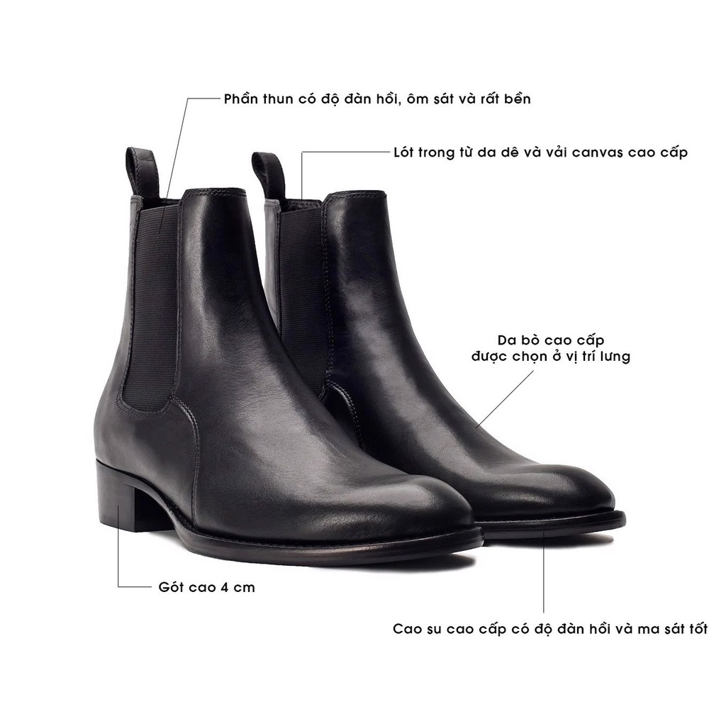 Giày Chealsea Boots nam thời trang chất liệu da bò nguyên tấm đế độn 4cm phong cách trẻ trung thanh lịch SN17 | BigBuy360 - bigbuy360.vn