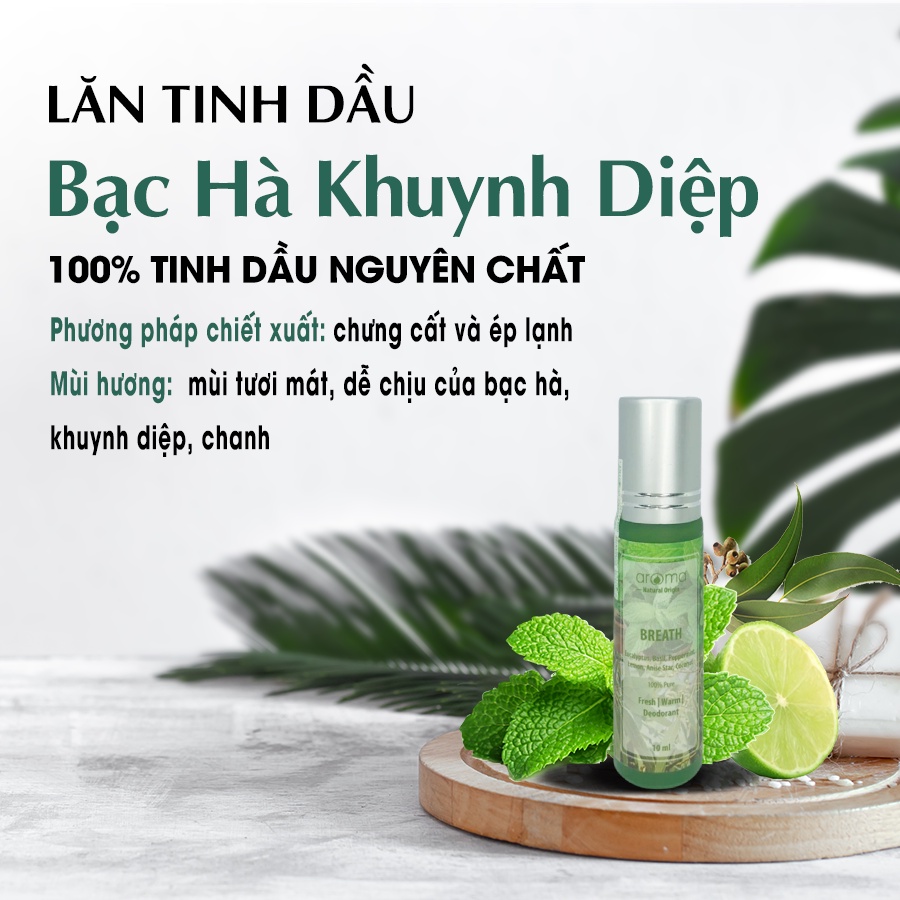 Dầu Lăn Thảo Mộc Bạc Hà Khuynh Diệp Aroma Hương Breath 10ml