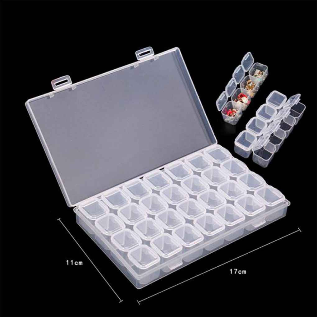 [Mapde] 28 Slots Nail Art Storage Box Plastic Transparent Display Case Organizer Holder for Rhinestone Beads Ring