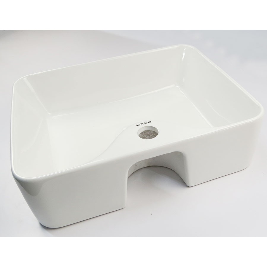 Chậu Lavabo sứ vuông dương bàn, men Nano tuyết sáng bóng Eurolife EL-LVB04 (Trắng)