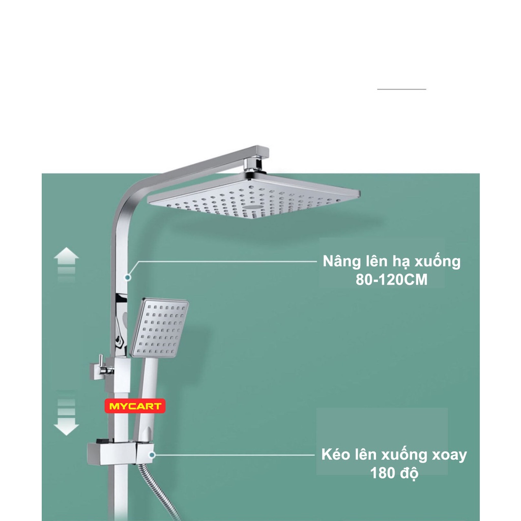 Bộ Sen cây tắm đứng, Sen vòi tắm nóng lạnh INOX 304 Cao cấp 4 Núm Xoay - Hàng mới 2022