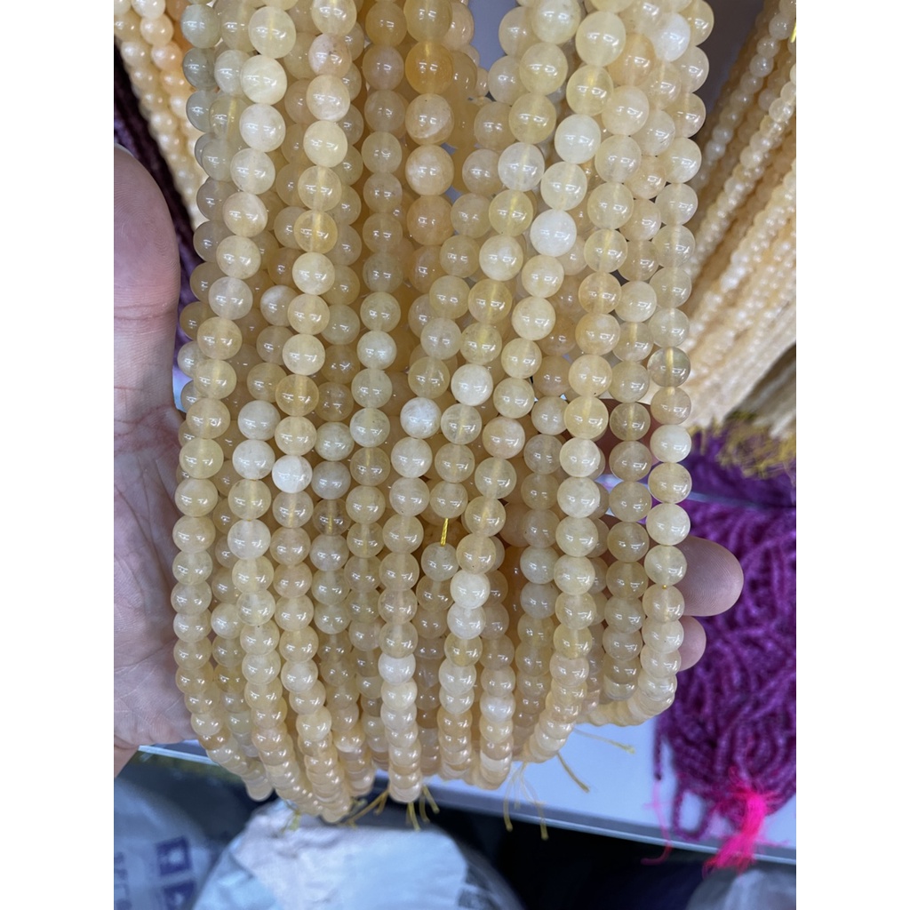 DIY Imitation yellow Topaz round beads 6-10mm for making accessories
