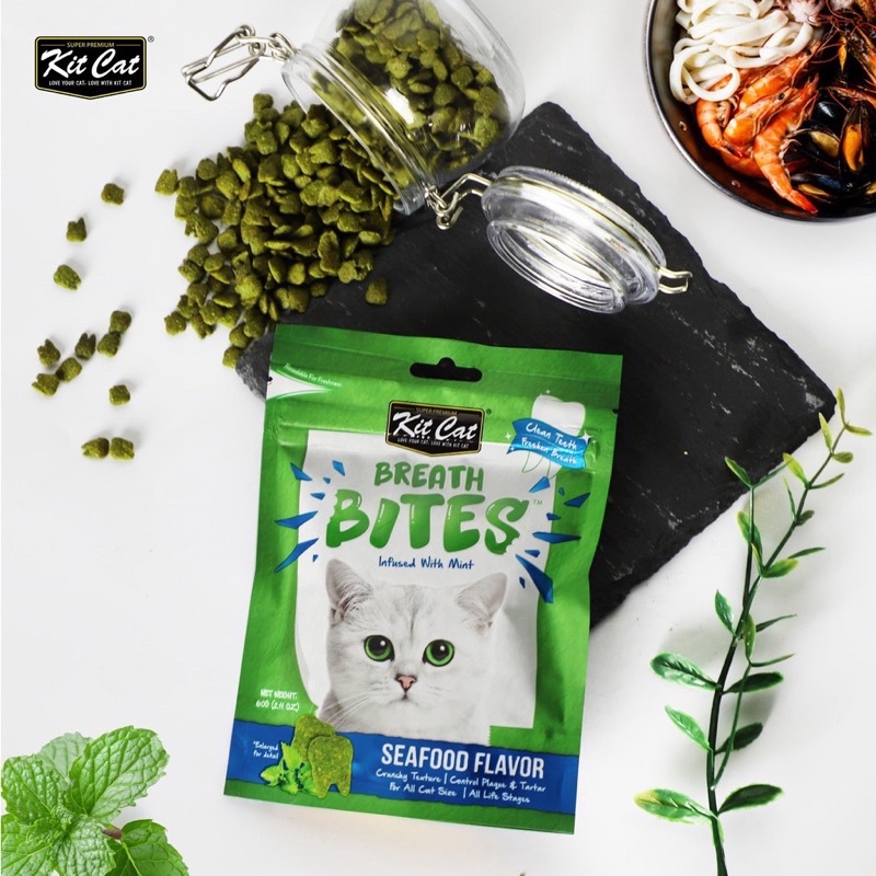 [ 60g ] Snack Kitcat Breath Bites - Sạch răng, Thơm miệng cho mèo