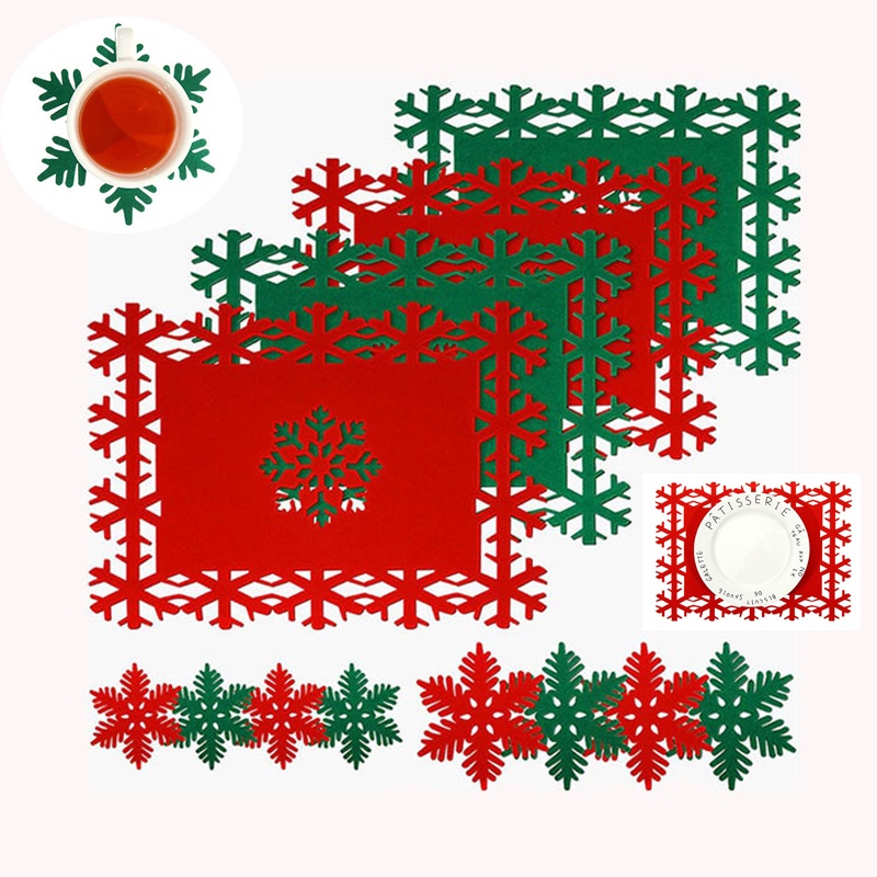 Tấm Lót Cốc Chống Trượt Chịu Nhiệt Hình Bông Tuyết Năm Mới / Giáng Sinh