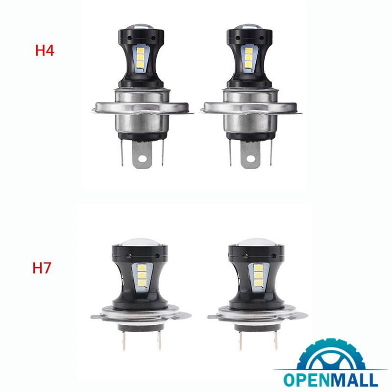 Bộ 2 bóng đèn pha LED H4 / H7 3030 siêu sáng 6500K 12-24V