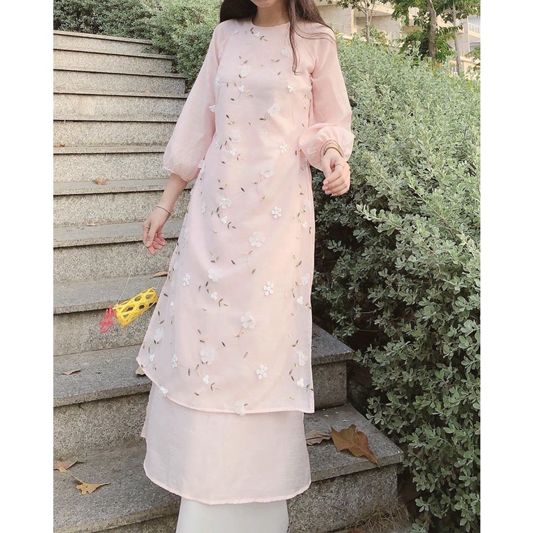 BIGSIZE Áo Dài Cách Tân Nữ Dáng Suông Tay Bồng RC02B