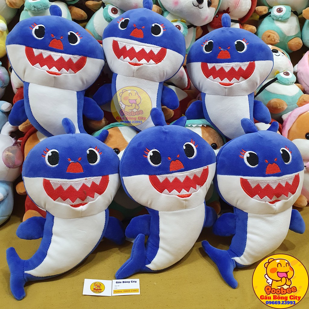 Gấu Bông Baby Shark - Cá Mập thú nhồi bông vải co dãn cao cấp size 30cm