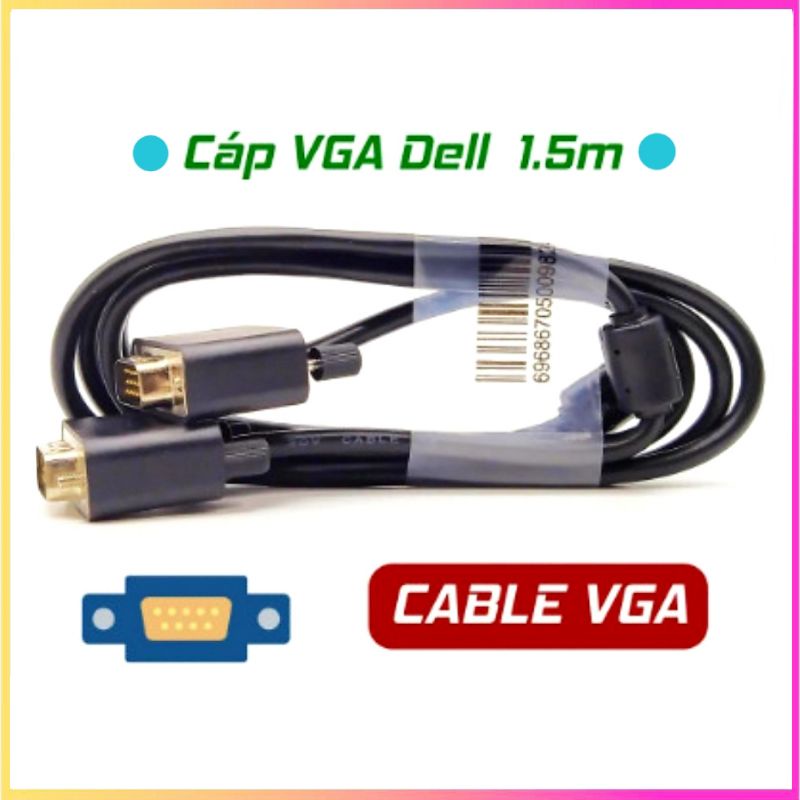CÁP (DÂY) VGA DELL/KINGMASTER dài 1.5 Mét, dùng cho màn hình kết nối Máy tính, Máy chiếu, TIVI,...