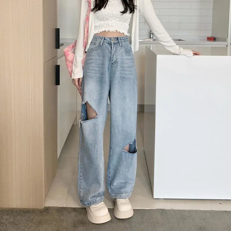 SUXI Quần Jeans Dài Ống Rộng Màu Sắc Nhã Nhặn Dành Cho Nữ