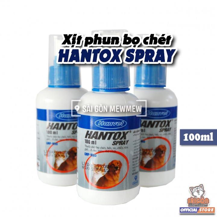 Xịt diệt bọ chét ve rận ghẻ ở chó, mèo, thú cảnh Hantox spray