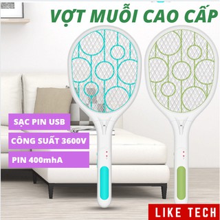 Vợt muỗi thông minh cao cấp sử dụng cổng sạc USB tiện lợi, Có đèn led công suất 3600V Pin Lithium