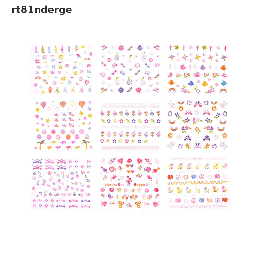 Set 5 Tấm Sticker Hoạt Hình Dán Trang Trí Móng Tay DIY An Toàn Thời Trang Cho Bé