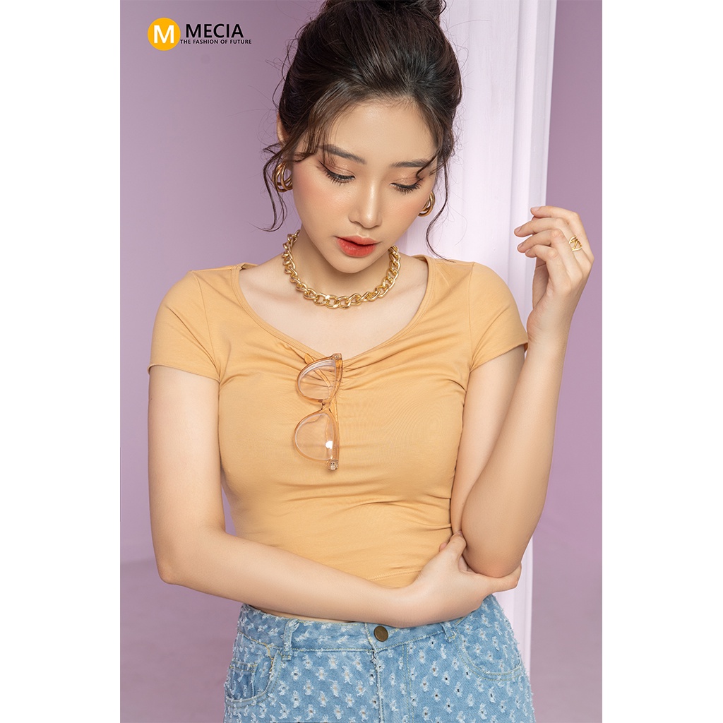 Áo thun kiểu cộc tay Mecia AT011 nhún ngực – Áo kiểu cộc tay thun 95% cotton Thời Trang thể thao năng động trẻ trung